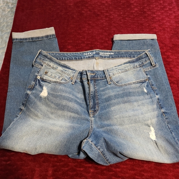 Torrid Blue Distressed Jeans - Picture 2 of 9